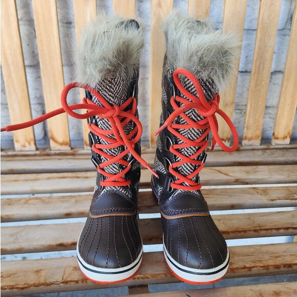 Sorel Tofino Tall Herringbone Fur Winter Boots Women SZ 6 - Picture 4 of 7